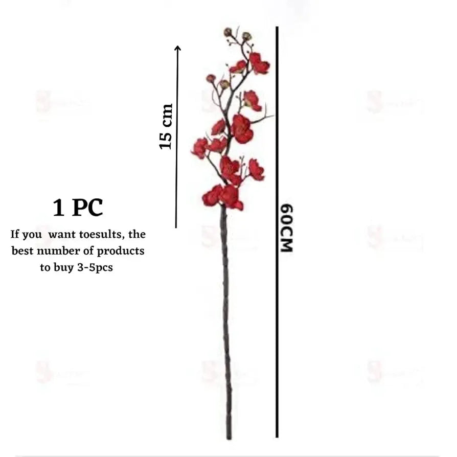 SATYAM KRAFT 3 Sticks Artificial Blossom Flower Bouquet Sticks for Home Decor, Bedroom, Living Room, Table, Balcony, Office, Wedding, Pooja, Anniversary Decorations –